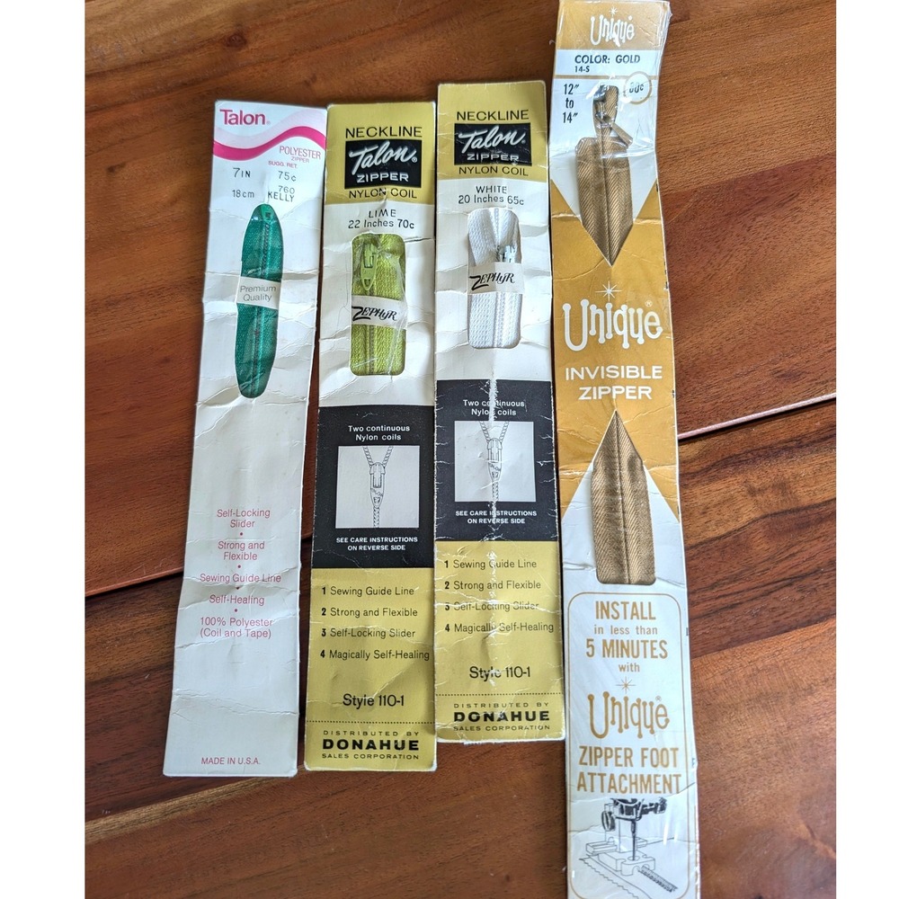 Vintage Talon Unique Nylon Polyester Zipper Lot NOS Sewing Notions 7 20 22